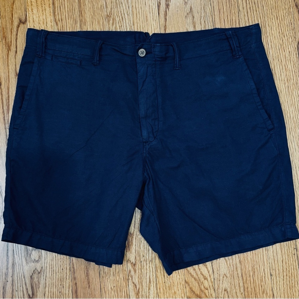 Polo Ralph Lauren Men’s 38 Mid Rise Straight Fit Navy Blue Linen Cotton Shorts - Picture 13 of 16